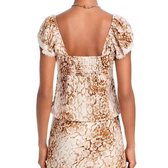 WAYF “Melissa” Lace-Trim Top | Sweetheart Tie • Flutter Sleeve • Lined | NWT M - Picture 7 of 7